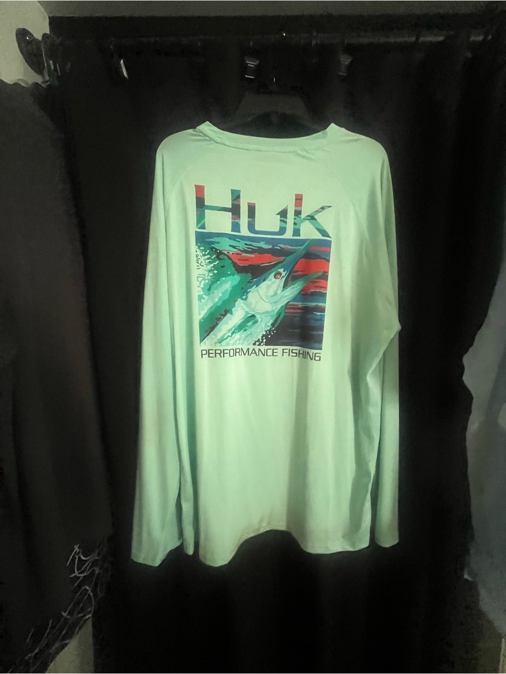 Huk Seafoam Long Sleeve Performance Shirt with Marlin Graphic